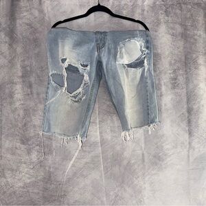 Distressed Blue Jean Shorts for Men